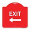 Signmission Designer Series Sign Exit W/ Left Arrow 2, Red & White Aluminum Sign, 18" H, 18" L, RW-1818-24049 A-DES-RW-1818-24049 - alternate 1